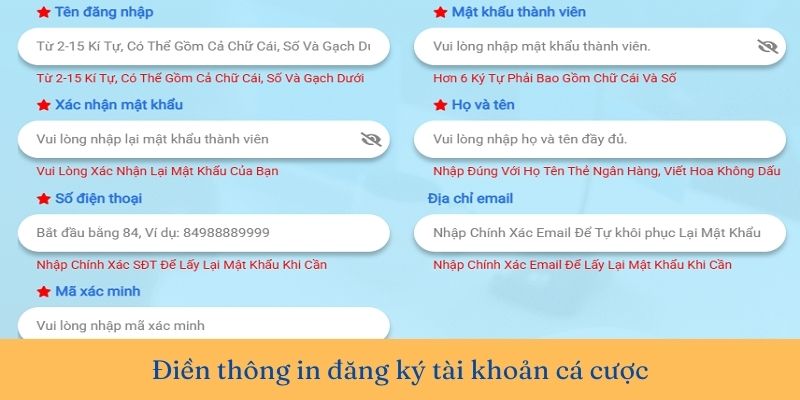 Tạo tài khoản cá độ