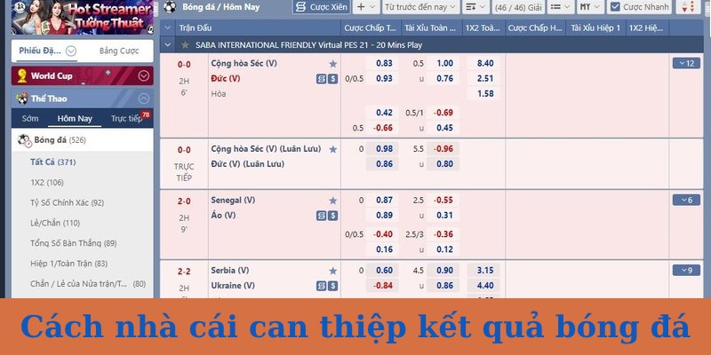 Cách nhà cái can thiệp kết quả bóng đá